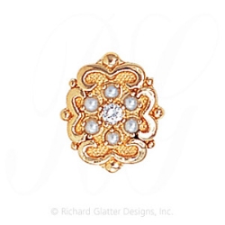 GS532 D/PL - 14 Karat Gold Slide with Diamond center and Pearl accents 
